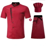 Classic Style Men Women Restaurant Kitchen Canteen Chef Uniform  Sleeves Chef Jacket Waiter Works Clothes