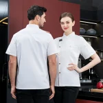 Summer Men Kitchen Cooking Jacket Catering Cook Uniform Restaurant Hotel Coffee Shop Barber Shop Waiter Work Shirt
