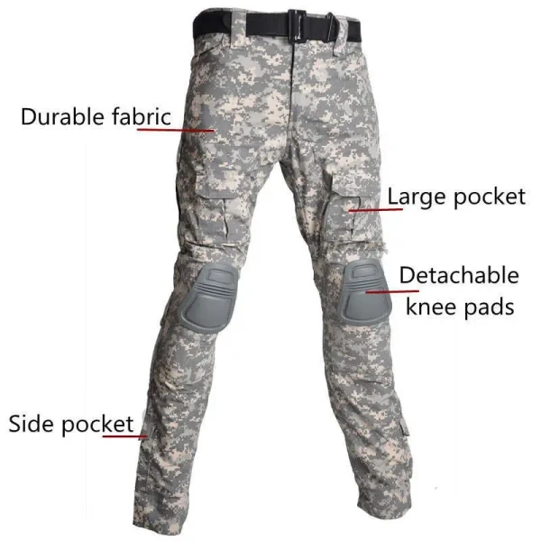 Outdoor Uniform Tactical Suits Shirts Outfit Men Clothing Wear resistant Tops Airsof Cargo Pants Camo Hunting Pant +Pads