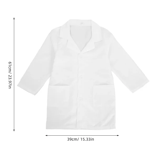 1pc Polyester Lab Coat Kids Lab Uniform Long Sleeve White Doctor Coat For Science Experiments Kids Cosplay Scientists Costume